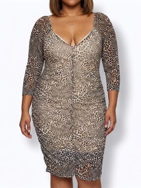 Jolie & Joy, Leopard Print Plus-Size Chemise - 3XL